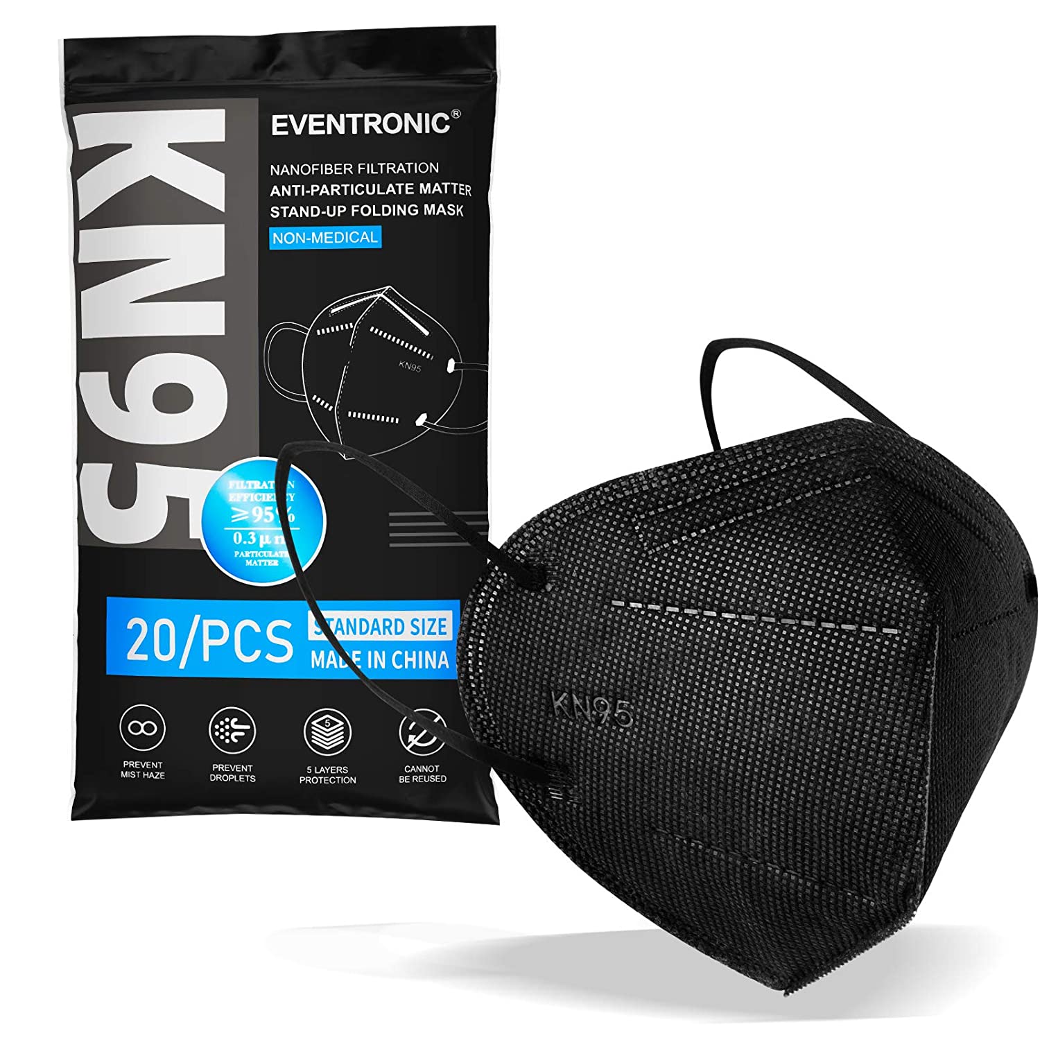 Wholesale Face Masks, Eventronic KN95 Earloop face Masks with 5Layer