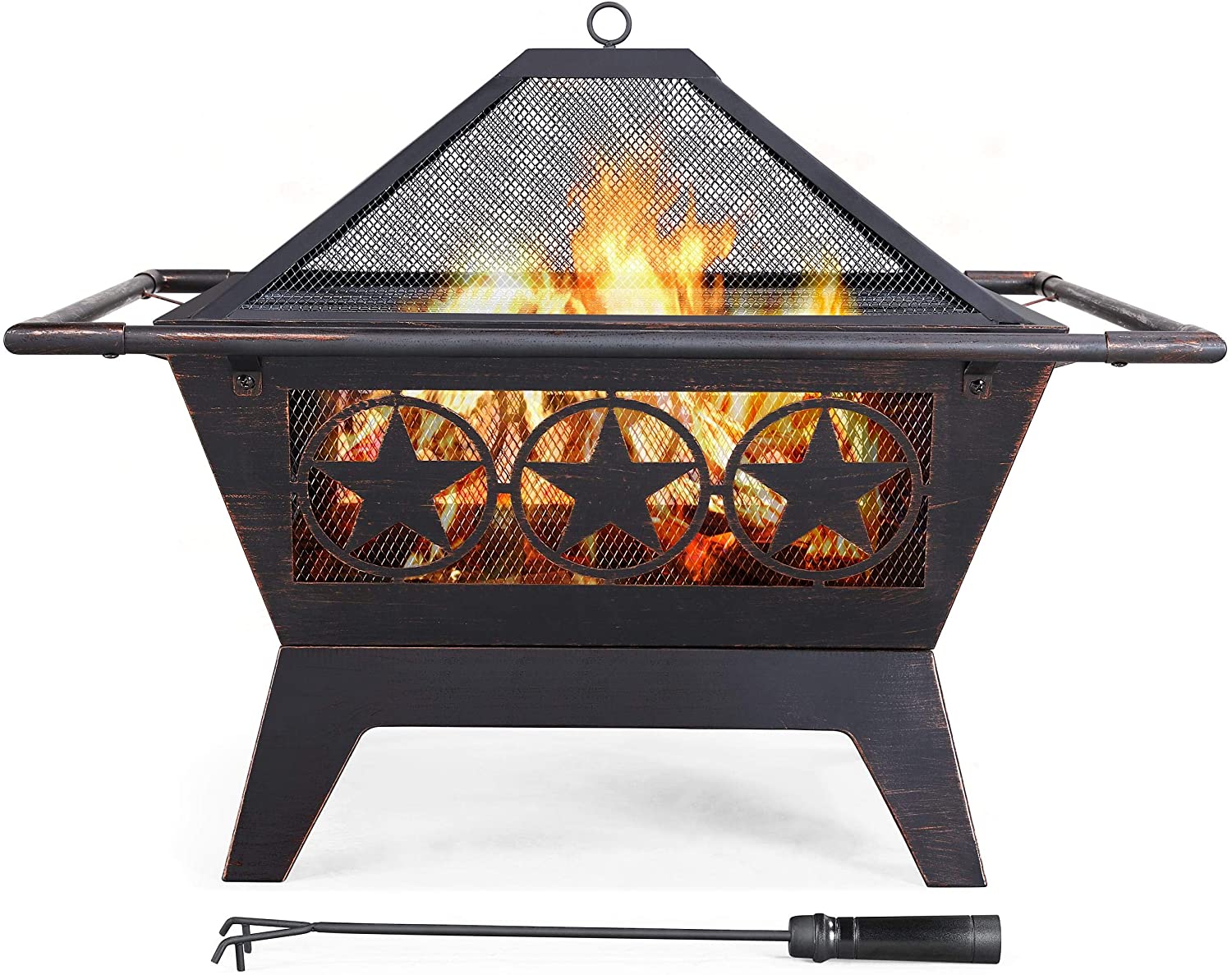 Hex Shaped/Square/Round Details about   Yard Outdoor Black Portable Steel Fire Pit Three Shape 