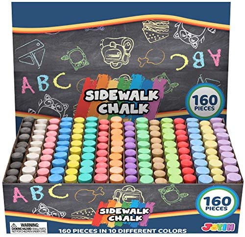 Chalk City Sidewalk Chalk, 52 Count, 12 Colors, Jumbo Chalk, Non
