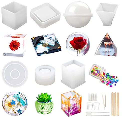YOILES Large Resin Molds for Flower Preservation, Silicone Molds for Epoxy  Resin for DIY Wedding Bouquet Preservation, Including Deep Hexagon, Round