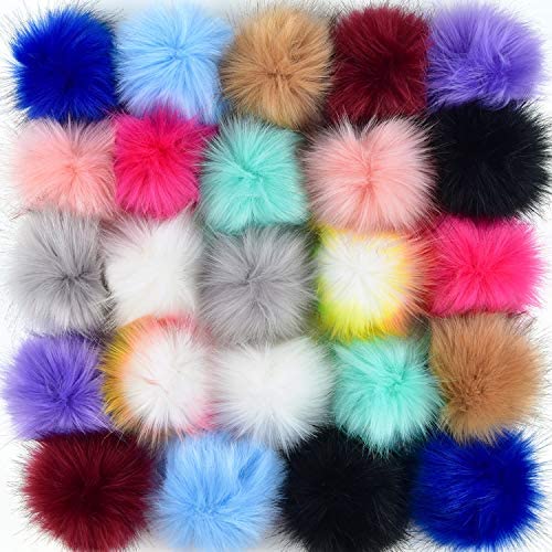 Furling Pompoms fluffy faux raccoon fur pompoms - 12pcs handmade