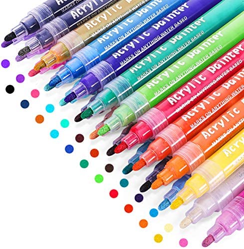 Tesquio 36 Colors Paint Markers Paint Pens, Dual Tip Acrylic Paint