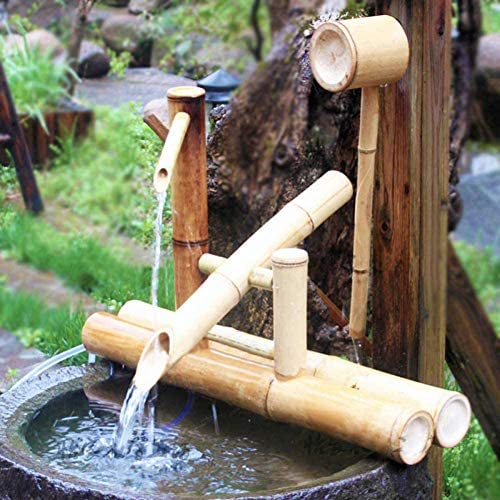 Bamboo Water Fountain Water Feature Flowing Indoor Outdoor Garden Decoration 