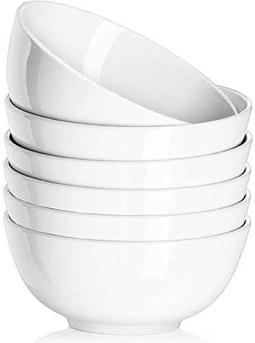 DeeCoo Porcelain Bowls Set (18-Ounce, 6-Piece) - for Cereal, Soup, Salad,  Pasta, Fruit, Ice Cream Bowls Service - Microwave and Dishwasher Safe