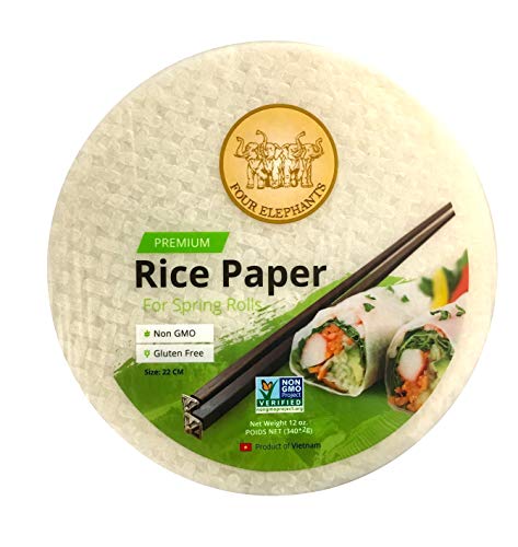  105 Sheets (12oz) of Premium Rice Papers Wrappers for Spring  Rolls (春卷), Wonton (餛飩), Egg-rolls (蛋卷), Lumpia, Samosa, Dumpling, Sushi,  Crepe; Low Carb, Gluten-Free, 22cm Round (3PACKS of 12 oz) 