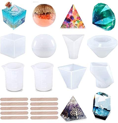 Whole Albeads Silicone Resin Molds 18pcs Casting Including Sphere Cube Pyramid Square Diamond Crystal For Soap Candles Making Kits Beginners With Arts Crafts Sewing - Diy Resin Casting Mold