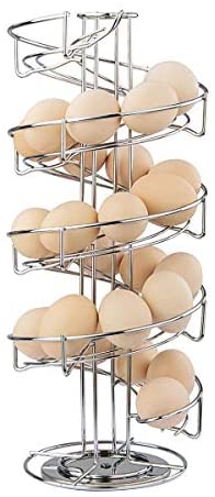 Toplife Spiral Design Stainless Steel Egg Skelter Dispenser Rack,Storage Display Rack,Silver