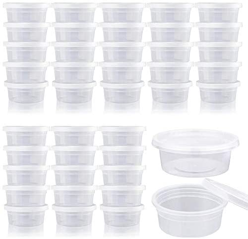 Hesroicy 12Pcs Clear Slime Storage Round Plastic Box Container Foam Ball  Cups with Lids