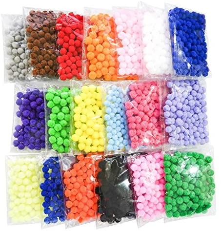 Caydo 300 Pieces 1 inch Assorted Pompoms Multicolor Arts and Crafts Pom Poms Balls for DIY Art Creative Crafts Decorations