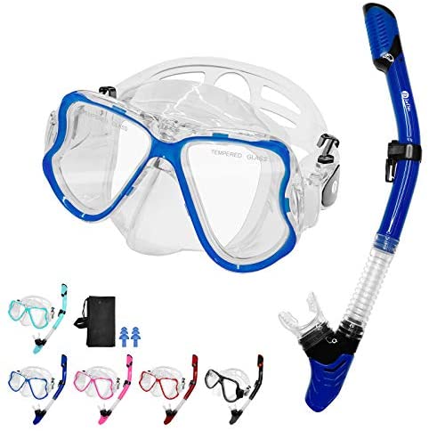 Professional Dive Tempered Glass Goggles Mask & Snorkel Gear for Adult Use 
