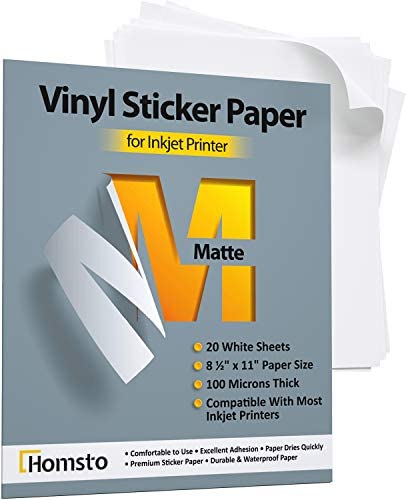  Sticker Paper, 100 Sheets, White Matte, 8.5 x 11 Full