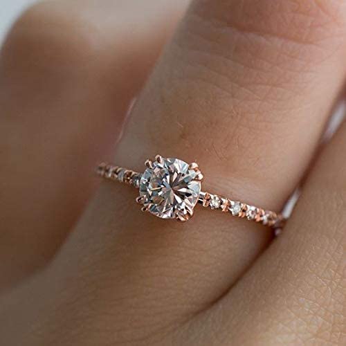 Wholesale QIAOYING Rose Gold Plated 2ct Round CZ 4 Prongs 