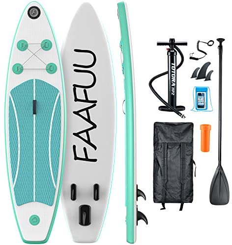 10 SUP with Non-Slip Deck Hand Pump for Youth & Adult FUNSAILLE Inflatable Paddle Board Adjustable Paddle Stand Up Paddle Board with Complete Kit & Backpack Fin Leash
