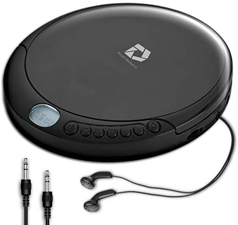 CD Player Portable, Discman with Stereo Earbuds and Bluetooth Output,  Anti-Skip Shockproof Walkman, Compact and Lightweight, Power DC or 2xAA  Battery