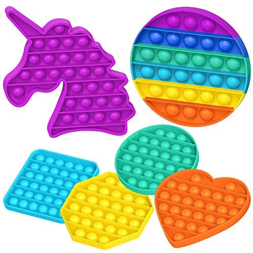 4 PACK Rainbow Fidget Popit Toy Push Bubble Sensory Set Stress Relief Square 