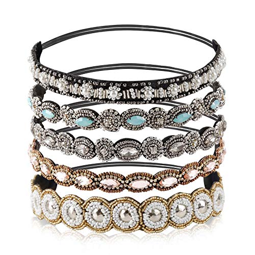Wholesale Teenitor Rhinestone Beaded Elastic Headband, Fashionable