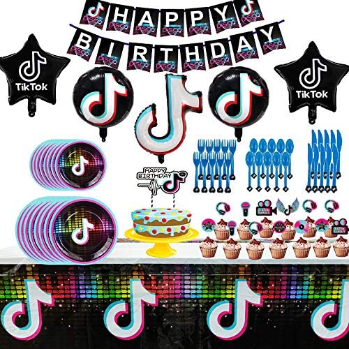 Wholesale Tik Tok Party Supplies Birthday Decorations Tik Tok Party Favors Banner Cake 0417