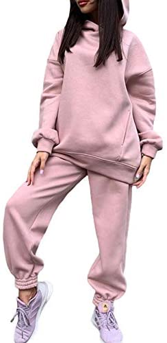 Linsery Women Hoodies Sweatsuit Long Sleeve Hooded Matching Joggers Sweatpants 2 Piece Tracksuit Sets