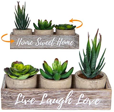 Wholesale 3 Artificial Succulent Plants with Pots with Rustic Planter ...