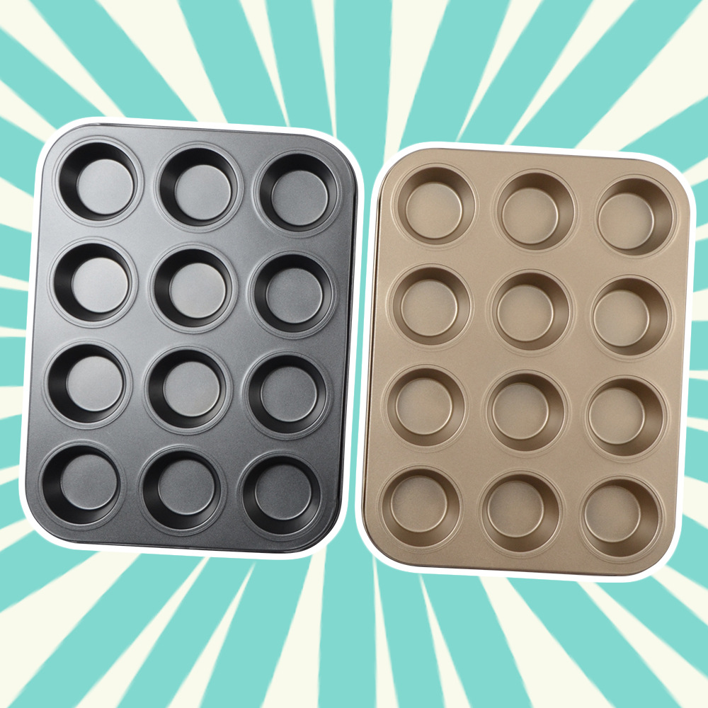 Tiawudi 2 Pack Nonstick Muffin Pan, Carbon Steel Cupcake Pan, 6