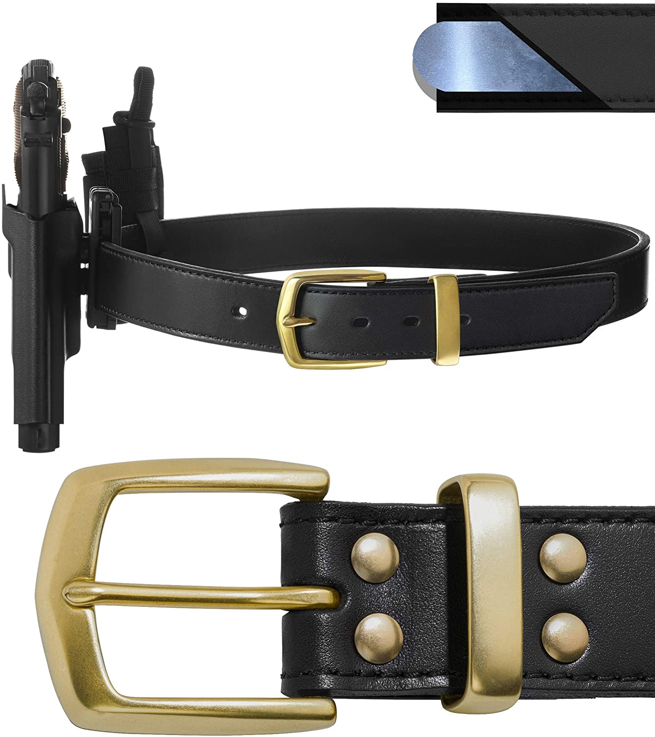 Wholesale GODKOL Leather Gun Belt with Steel Core, Gun Belts for Men
