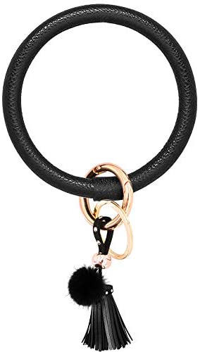Boderiersilicone Bracelet Keychain Wristlet Bangle Keyring Portable House Car Keys Ring Holder W Tassel