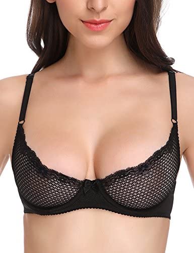 Wholesale Wingslove Women's Sexy 1/2 Cup Lace Bra Balconette Mesh  Underwired Demi Shelf Bra Unlined See Through Bralette at Women's Clothing  store