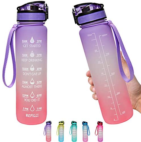 JUNZAN Small Blue Flowers Water Bottles with Straw 32 oz Water Bottle for  Workout Gym Sports BPA Free Spill Proof