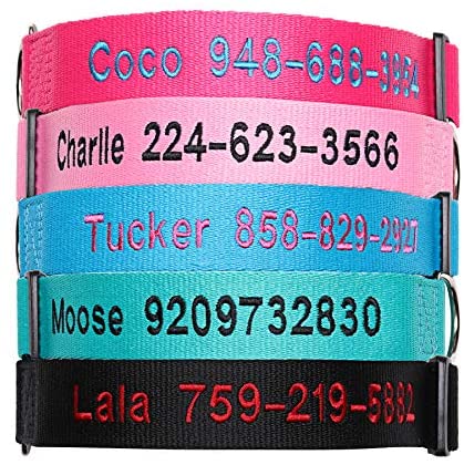 Personalized Embroidered Dog Collar Customized Puppy ID Name & Pet Phone Number Reflective Basic Dog Collars for Boy & Girl Dogs 4 Adjustable Sizes,XSmall Medium Small and Large