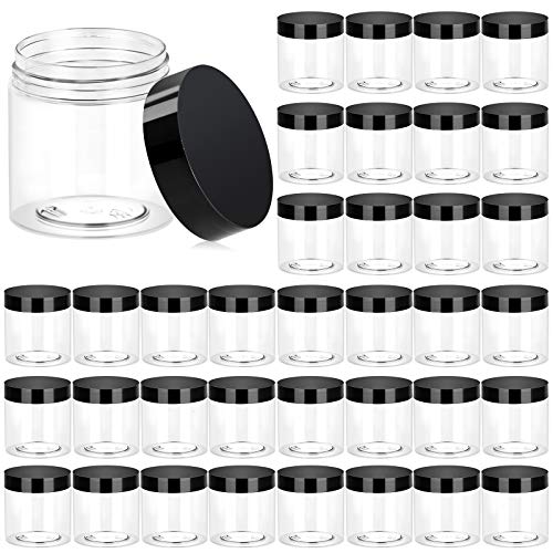 6 Pack 2 oz Plastic Pot Jars Round Clear Leak Proof Plastic Cosmetic  Container Jars with White Lids for Travel Storage Make Up, Eye Shadow,  Nails