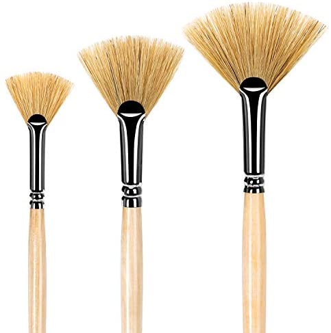 Fashion wholesale 3pcs Set Fan Bristle Paint Brush Oil Acrylic Artist Watercolor 