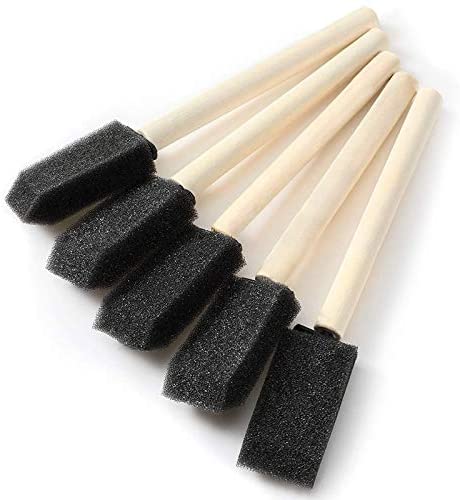 20 Pieces Foam Paint Brush Foam Sponge Bevel Tipped Brush Set with Wooden Handle for Acrylics Crafts 6 Sizes Stains Varnishes 