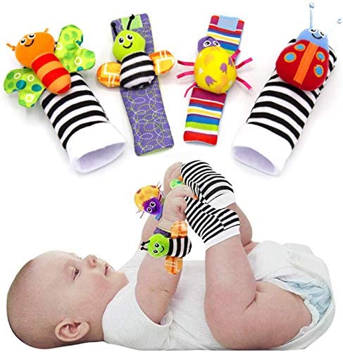 Infant Baby Kids Boy Cute Animal Hand  Wrist Bells Foot Sock Rattles Soft Toys 