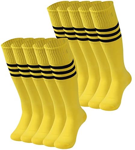 10 Pairs Football Volleyball Athletic Sports Tube Long Team Socks Size 9-13 Green Stripe saounisi Women Knee High Socks