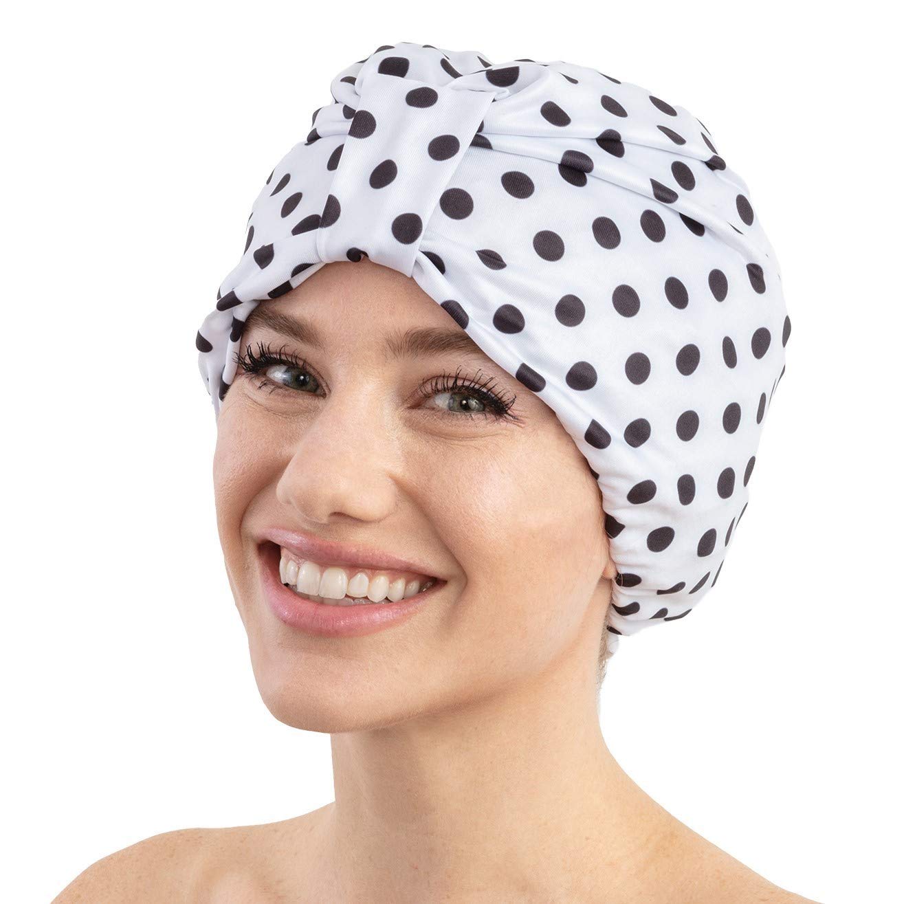 Zarrs Shower Caps Reusable 2 Pack Women Bath Cap Double Layer Shower Hat Waterproof Elastic