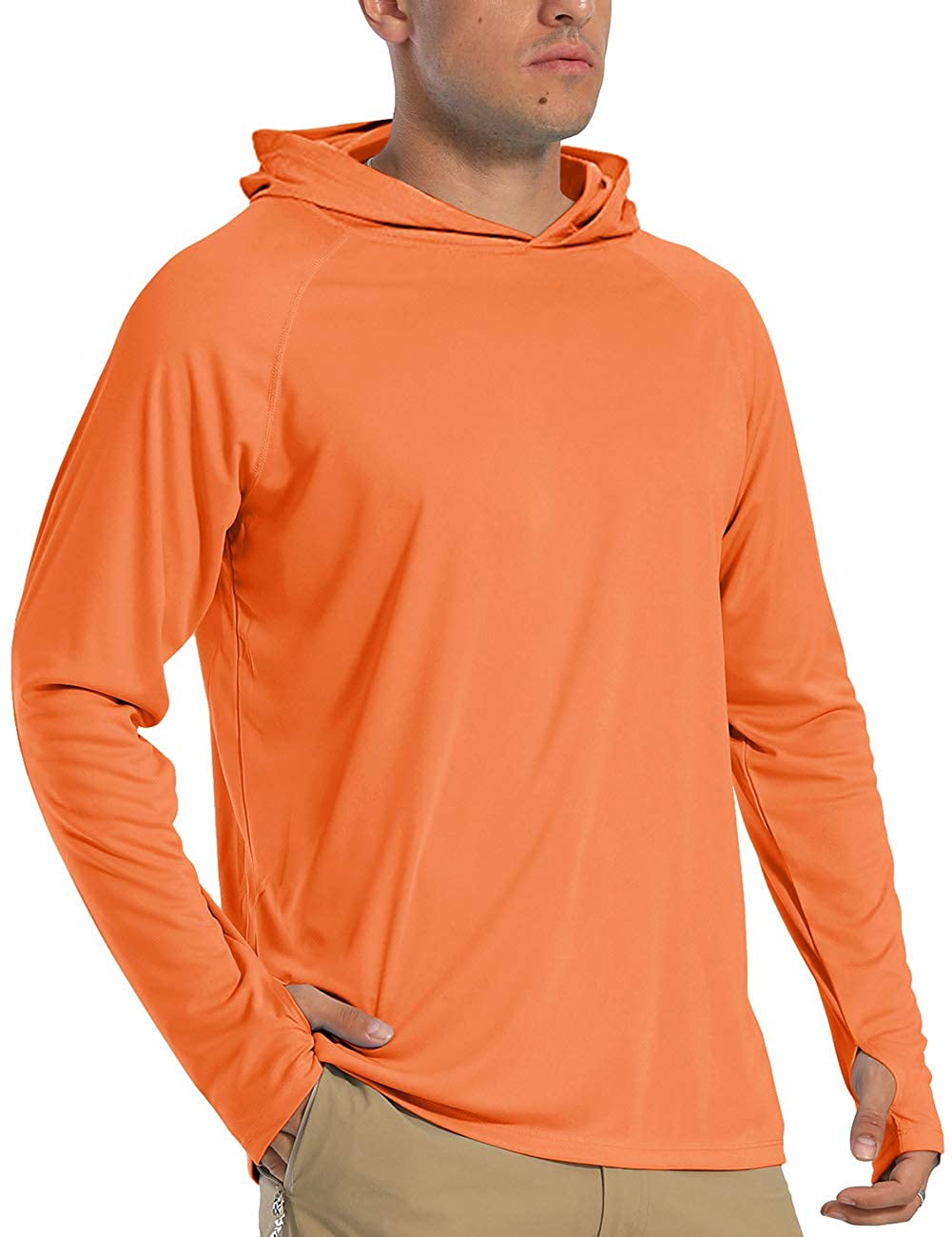 Sun Protect Tops Lightweight Outdoor Swim Shirts KEFITEVD Men's UV Protection Long Sleeve Hooded Shirts UPF 50