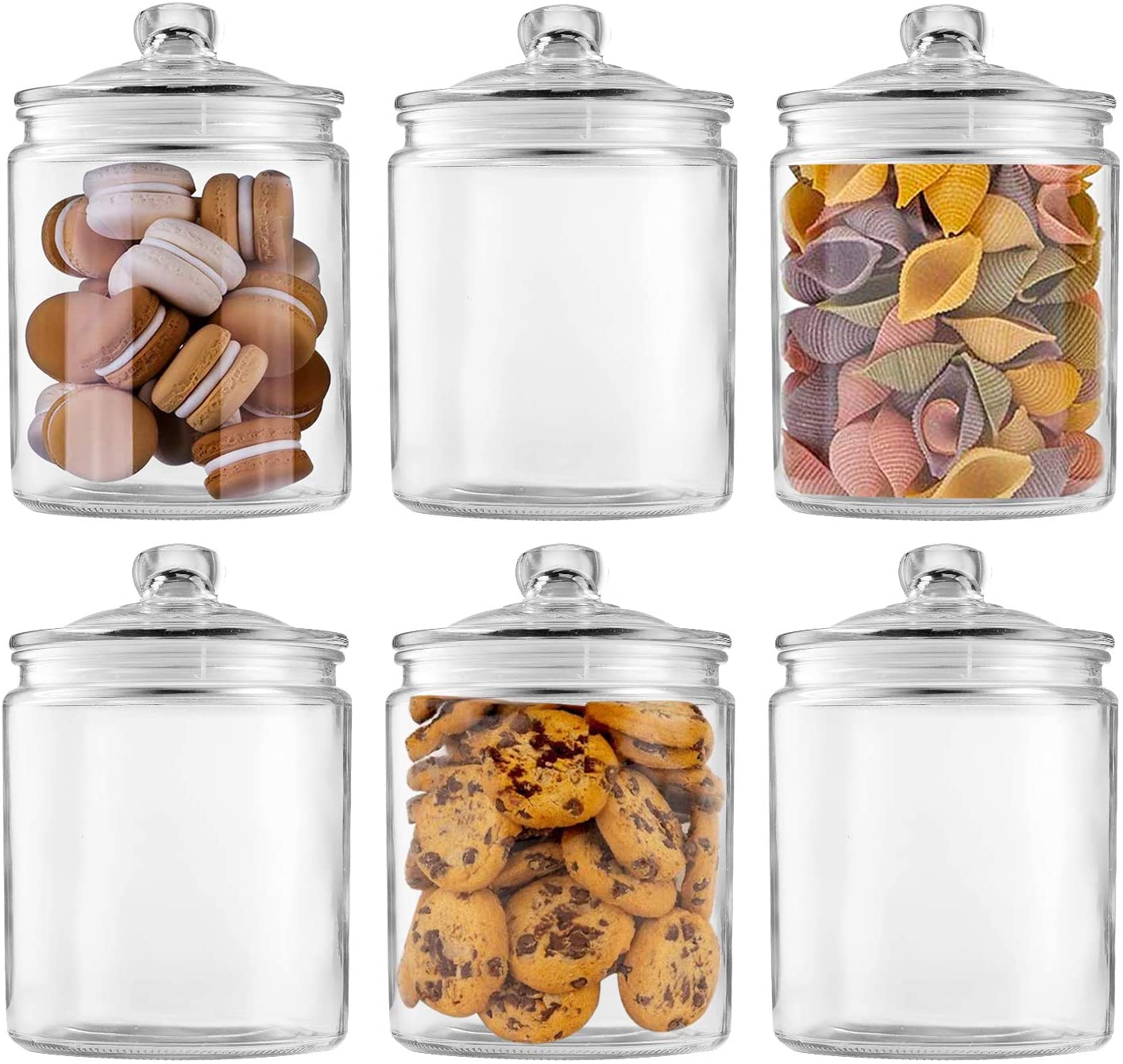 Livejun 3 Pack Glass Storage Jars Vintage Glass Canisters, Retro