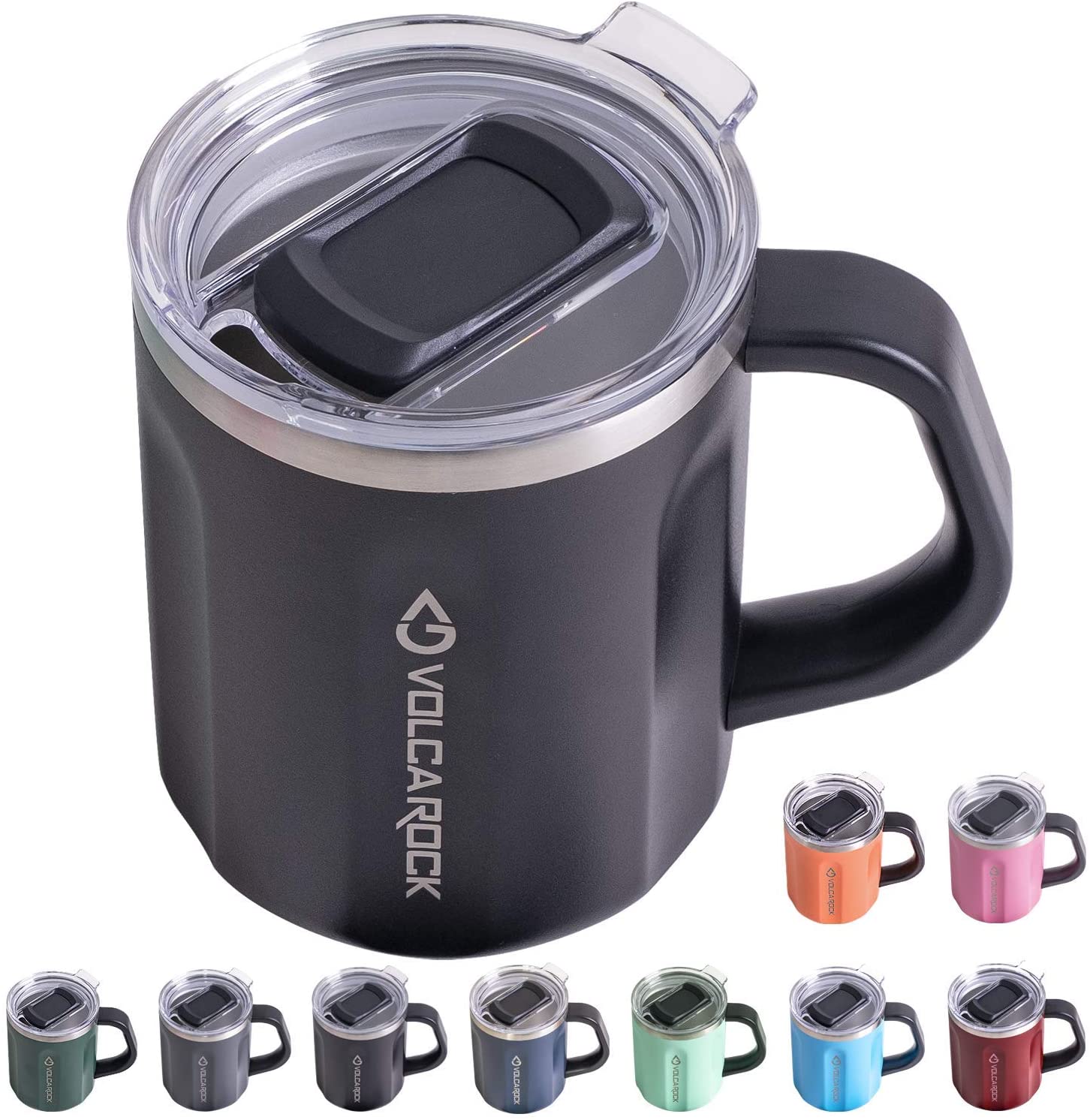  VOLCAROCK Coffee Mug with Handle and Lid, 16oz Spill