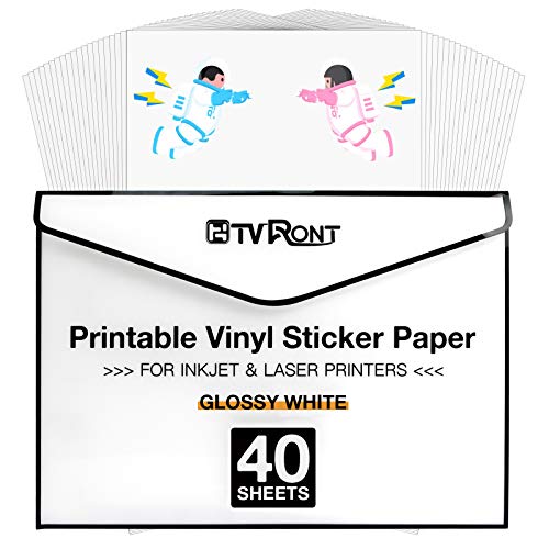  JOYEZA Premium Printable Vinyl Sticker Paper For Inkjet  Printer - 40 Sheets Matte White Waterproof