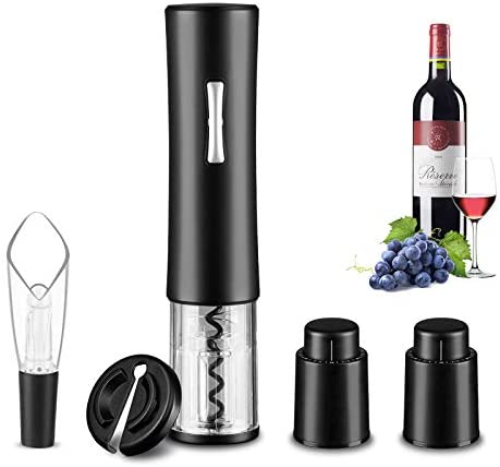 Electric Wine Opener Dating Wine Gift Set for Party foneta 4-in-1 Automatic Wine Bottle Corkscrew with Foil Cutter 2 Vacuum Stoppers Pourer Wine Lovers 