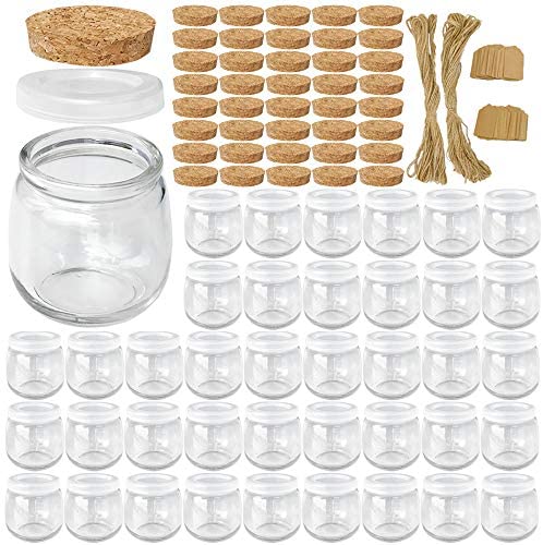 Glass Jars, KAMOTA 40 PACK 6 oz Yogurt Jars With PE Lids, Glass Pudding Jars  for