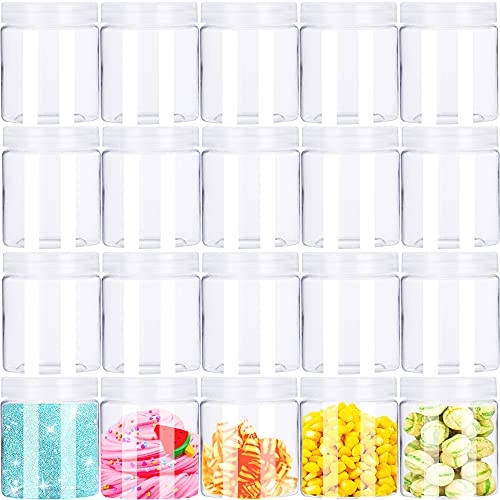 50 Pcs 10 oz Slime Containers with Lids and Handles, Plastic 300ml Storage Bucket Containers, Clear Slime Storage Case for Slime DIY Art Craft