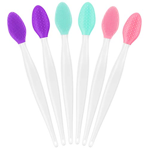 Aooba 6PCS Lip Scrub Brush, DoubleSided Soft Silicone Exfoliating Lips Brushes Tool for