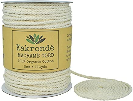 Wholesale Kakrondé Macrame Cord 5mm x 110 Yards (100m) 100% Natural  Unbleached 3 Strand Twisted Macrame Rope, Cotton Cord, Perfect for Wall  Hanging, Plant Hangers, Crafts, Knitting, Decorative Projects.: Arts, Crafts  
