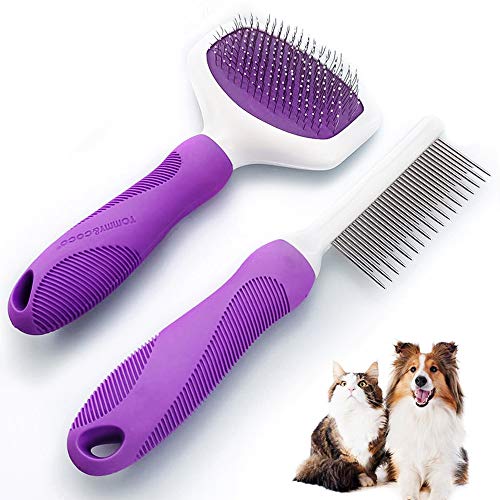 Wholesale Cat Dog Grooming Brush pet Comb Kit，Pet grooming tool rake，Pet  grooming brush dog hair brush, suitable for distributing long-haired dogs  or short-haired dogs, cats to remove tangled and loose undercoat: Beauty |