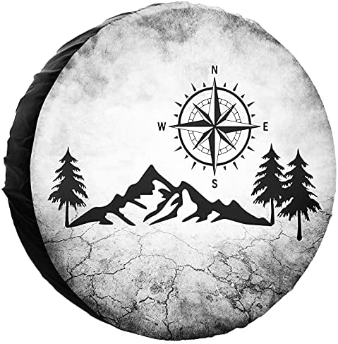 Viking Symbol Nordic Compass Spare Tire Cover Dust-Proof Waterproof Wheel Covers Sunscreen Corrosion Protection for Trailer RV SUV Truck Camper Travel 14 15 16 17