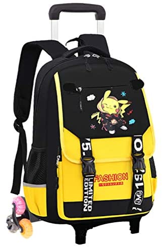 yellow3 WZCSLM Anime School Bags student Oxford Cloth Vacation Backpack Travel Bag Luggage Trolley Case with Six Wheels Good friend's gift Laptop backpack 