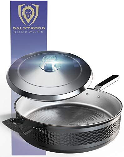 Dalstrong 3 Quart Stock Pot - The Avalon Series - 5-Ply Copper Core - Hammered Finish - Silver Cookware- w/Lid & Pot Protector