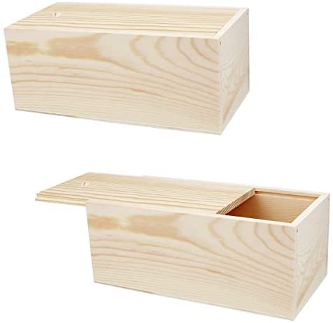 Creative Deco Large Wooden Storage Box with Hinged Lid | 11.8 x 7.87 x 5.51  inches (+-0.5) | Plain Unpainted Gift Box with Handles for Tool Toy Shoes