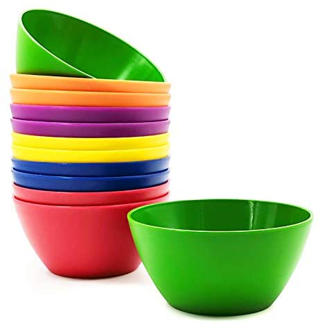 Best Set of 8 Fresco 6 Inch Plastic Bowls For Cereal or Salad 4 Coastal Colors 